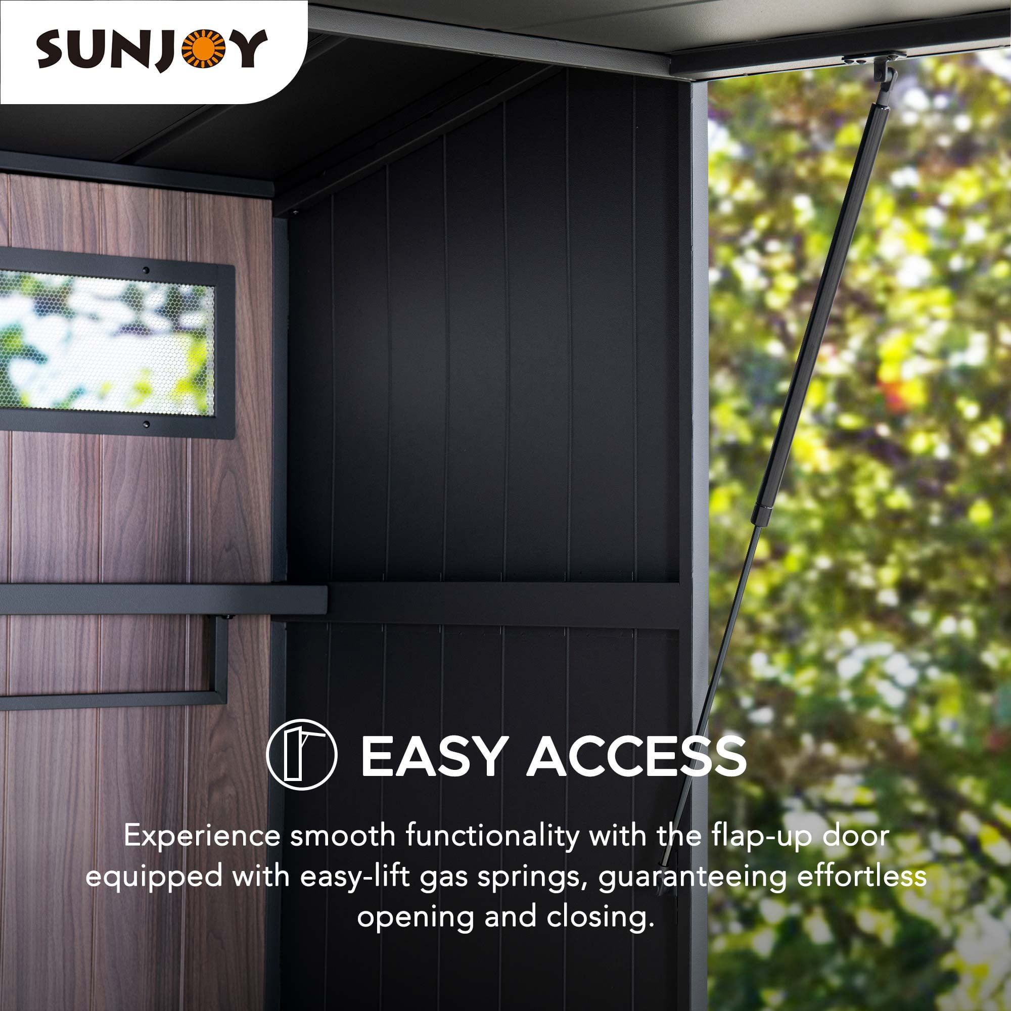 Sunjoy 7 x 3 Pi. Station de Cuisine Extérieure Station de Barbecue avec Porte Supérieure Relevable et Portes Coulissantes Pliantes pour un espace compact