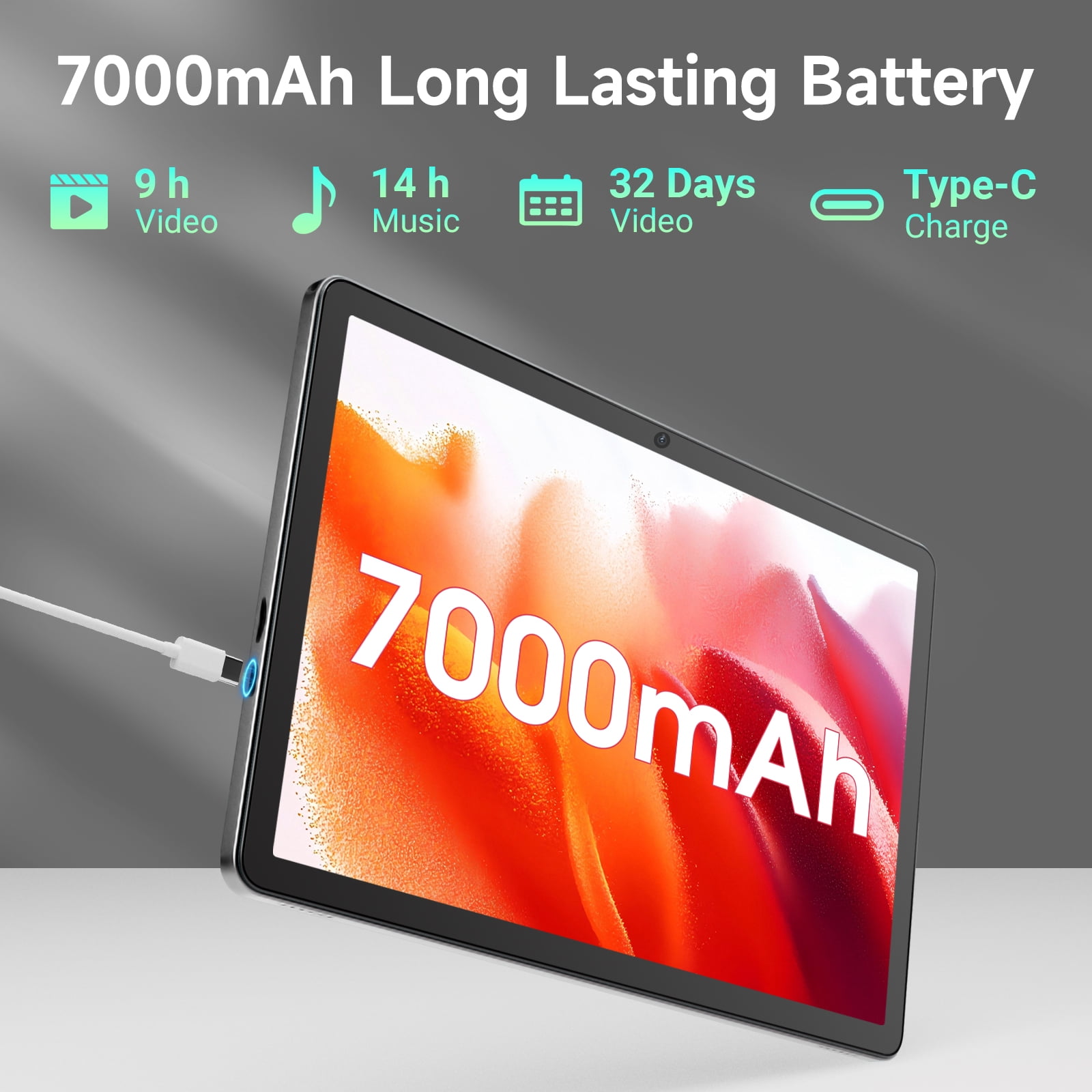 11" Android Tablet, MTK Helio G80 Octa-Core 12GB Ram 128GB Rom Tablet Computer, 7500mAh Battery, Dual Camera, Widevine L1, Gray Student Android Tablet
