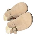 thumbnail image 4 of 1 par de zapatillas peludas de negocios para mujer, diseño plano, evita deslizamientos, suela de goma, zapatillas de casa para ir de compras, color beige, tamaño 37, 4 of 14