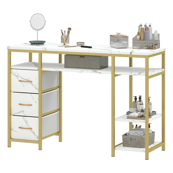 Uforic Makeup Nail Table with 3 Drawers, 47-inch Nail Desk Salon Manicure Table for Salons and Home Use