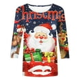 thumbnail image 4 of GERsome Christmas Vacation Shirt, Christmas Shirts for Women Cute Santa Claus Print 3/4 Sleeve Tops Blouses Dressy Casual Crew Neck Holiday T Shirts Size S, 4 of 5