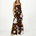 thumbnail image 3 of Fgvctg Easter Womens Overalls Wide Leg Pant Casual Overall Bunny Print Sleeveless Easter Eggs Spaghetti Straps Jumpsuit Rompers Bib Overalls Loose Spring Pants With Pockets Brown 2XL, 3 of 5