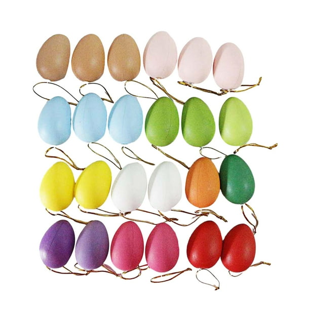 24 Piezas Huevos de Pascua Juguete Pintable Decoración de Pascua Decorativa Hecha a Mano Adorno Colgante para Manualidades Fabricación de Suministros Vistoso Baoblaze Huevos de Pascua