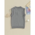 thumbnail image 4 of Bagilaanoe Toddler Baby Boy Girl Sweater Vest 6M 12M 18M 24M 3T 4T 5T Kids Lightweight Sleeveless V Neck Solid Color Pullover Knitted Tank Tops, 4 of 9