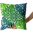 thumbnail image 3 of Green Blue Pillow Covers 16x16 in Dahlias Flowers Modern Farmhouse Rustic Decorative Couch Pillow Cases with Zipper Set of 2 Home Decor for Living Room Bedroom Bed Cushion Outdoor, 3 of 6