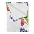 thumbnail image 2 of Tulip Soft Flannel Fleece Blanket, Vibrant Flourish Rising up Cup Shaped Tulips Setting Early Summer Plants Print, Cozy Plush for Indoor and Outdoor Use, 60" x 80", Red Purple Green, by Ambesonne, 2 of 5