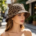 thumbnail image 5 of RFQWOVSR Women's Animal Print Bucket Hat with Cat Ear Design for Casual Wear, 5 of 6