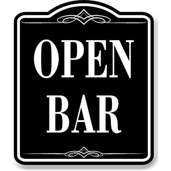 Open Bar BLACK Aluminum Composite Sign, 20"24"