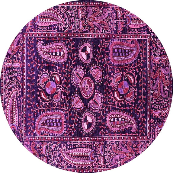 Ahgly Company Indoor Round Oriental Pink Industrial Area Rugs, 3' Round