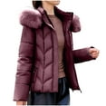 thumbnail image 4 of Sriper Women Winter Coats Thermal Zip up Long Sleeve Padded Jacket Fuzzy Hooded Stand Collar Windproof Quilted Jackets Loose Fit Soild Thicken Warm Outerwear 2025 Fashion Snow Coats with Pockets, 4 of 9