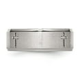 thumbnail image 4 of Chisel Stainless Steel Brushed and Polished Cross 8mm Ridged Edge Band, 4 of 8