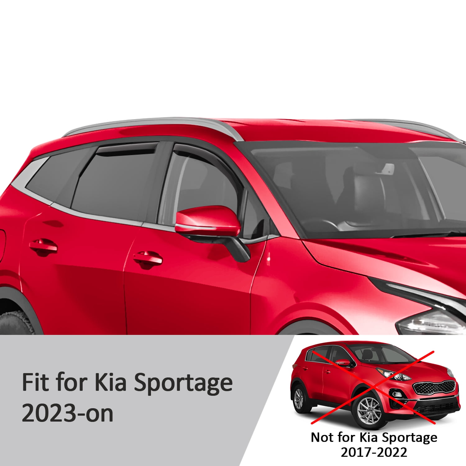 Voron Glass in-Channel Extra Durable Rain Guards for Kia Sportage 2023-2025, Window Deflectors, Vent Window Visors, 4 Pieces - 200671