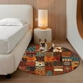 thumbnail image 3 of 5ft Round Rug Boho Vintage Area Rugs for Living Room Bedroom Washable Non Slip Circle Rug Low Pile Brown Ethnic Middle Century Geometric Indoor Floor Carpet for Kitchen Entryway Office Dining Room, 3 of 9
