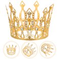 thumbnail image 2 of Adornos de corona barroca para tarta, tiara, decoración de postres, tocado de novia (dorado, diamantes de imitación blancos), 2 of 5