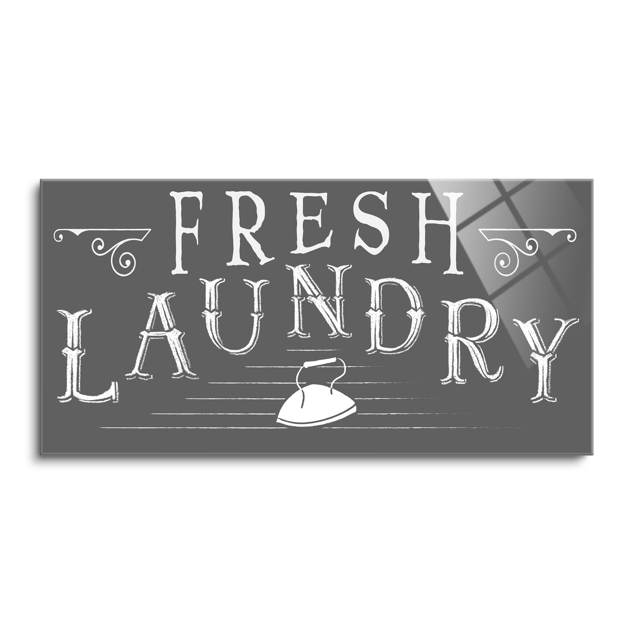 Fresh Laundry Slate Grey Iron 36 x 18 Glass Wall Hanging Sign - Walmart.com