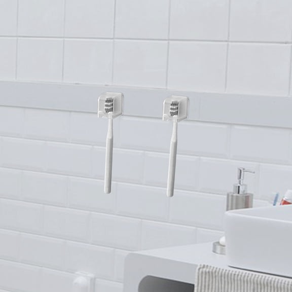 Uonlytech 3Pcs Self Adhesive Transparent Toothbrush Holder with Cover for Bathroom Storage Organizer
