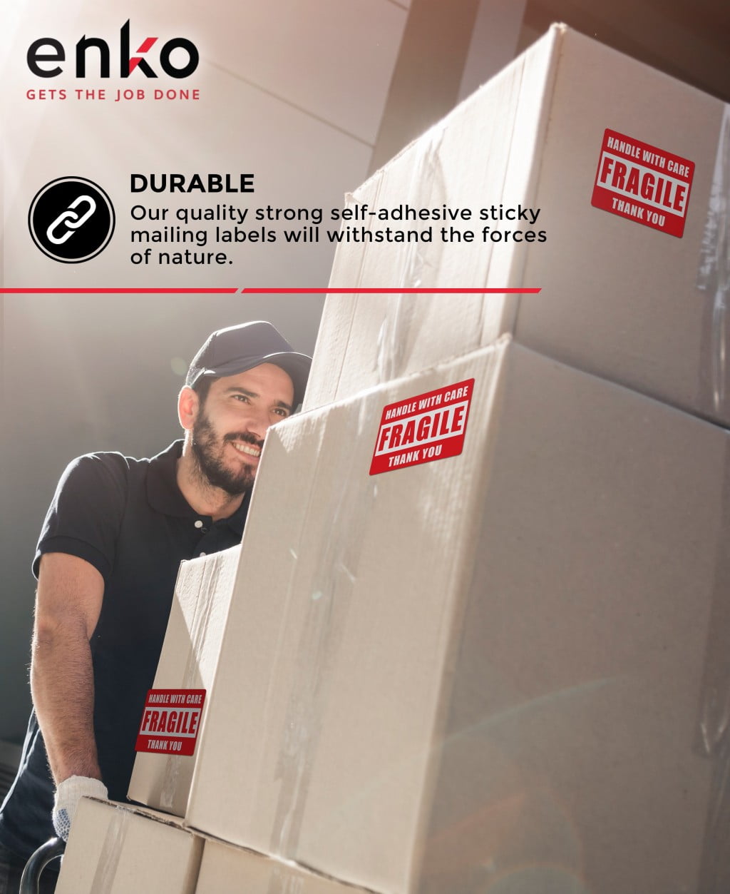 Label & More 2 x 3 Inch Fragile Stickers Handle with Care Warning Packing Shipping Label - Permanent Adhesive (10 Roll, 5000 Labels)