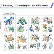 8 Sheets 8 Styles Turtle Window Sticker Self Adhesive Sea Grass Ocean Wall Decals Peel and Stick Clings PVC Waterproof Decor for Bedroom Home Stairway Restaurant Kitchen Showcase Glass Bath 1set