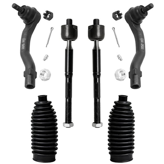 Detroit Axle - Front Inner and Outer Tie Rod End Links w/Rack Boots for 2001 2002 2003 Toyota Highlander