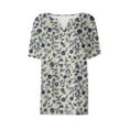thumbnail image 4 of Womens Tops Summer Tops for Women 2025 Trendy Boho Floral Print Tunic Shirts Short Sleeve Button V Neck Tshirt Casual Loose Blouse Shirts for Women, 4 of 5