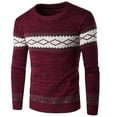 thumbnail image 5 of Fashion Men Floral Print O Neck Long Sleeve Slim Fit Knitted Sweater Blouse Top, 5 of 7