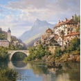 thumbnail image 2 of Kuwasseg, Charles 15x15 White Modern Wood Framed Museum Art Print Titled - Riverside Village II, 2 of 4
