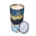 thumbnail image 3 of Kll Blue Marble Gold Foil And Glitter Decor Stainless Stainless Steel Vacuum Insulated Coffee Cup 20 Oz Lids And Straws,1 Metal Straws,1 Cleaning Brush, 3 of 9