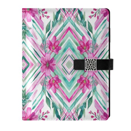 Leather Notebook with Pen Holder Writing Notepad Includes 100 Pages Lined Journal Elegant Shapes with Flowers