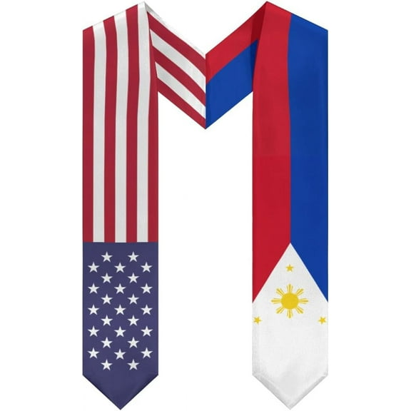 DABOYOZHZH Philippines Mix United States Flag Graduation Stole Sash For Study Aboard International Students