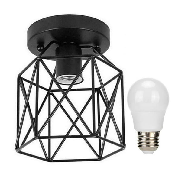 Lámpara de techo LED Brillo Lámpara de pared con pantalla negra para sala de estar (luz blanca)