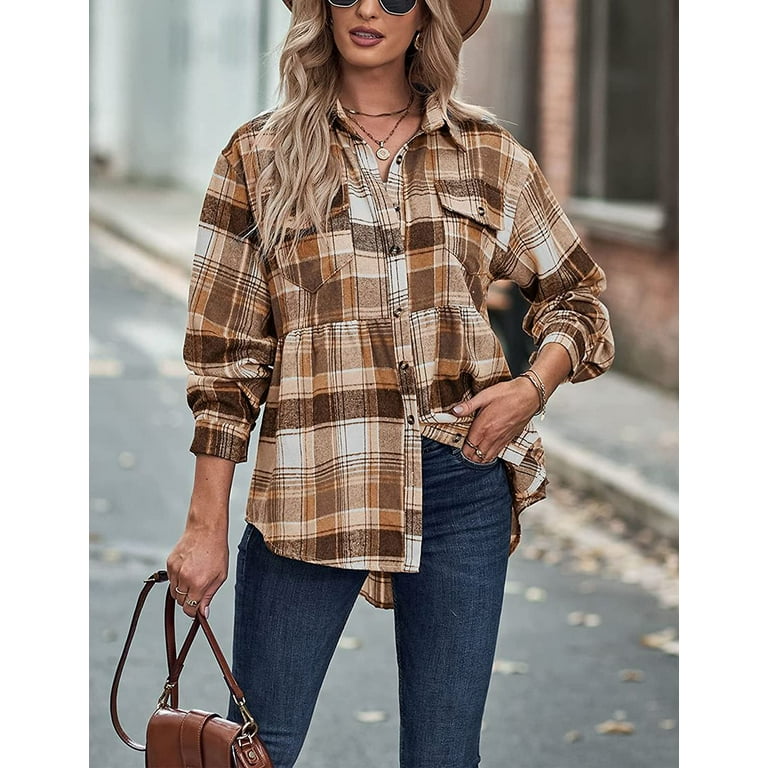 Peplum flannel clearance shirt