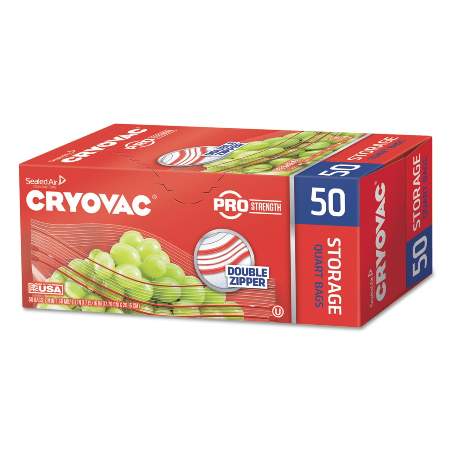 Cryovac One Quart Storage Bag Dual Zipper, 1 qt, 1.68 mil, 7 Cryovac One Quart Storage Bag Dual Zipper, 1 qt, 1.68 mil, 7