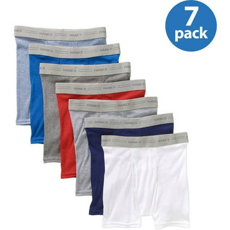Hanes Boys' Tagless Boxer Briefs, 7 Pack, Assorted Colors,