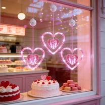 LED Heart-Shaped Star-Shape Curtain Lights - Battery Operated with Suction Cups for Proposal, Wedding, Party & Romantic Decoration,Valentines Day Decoration