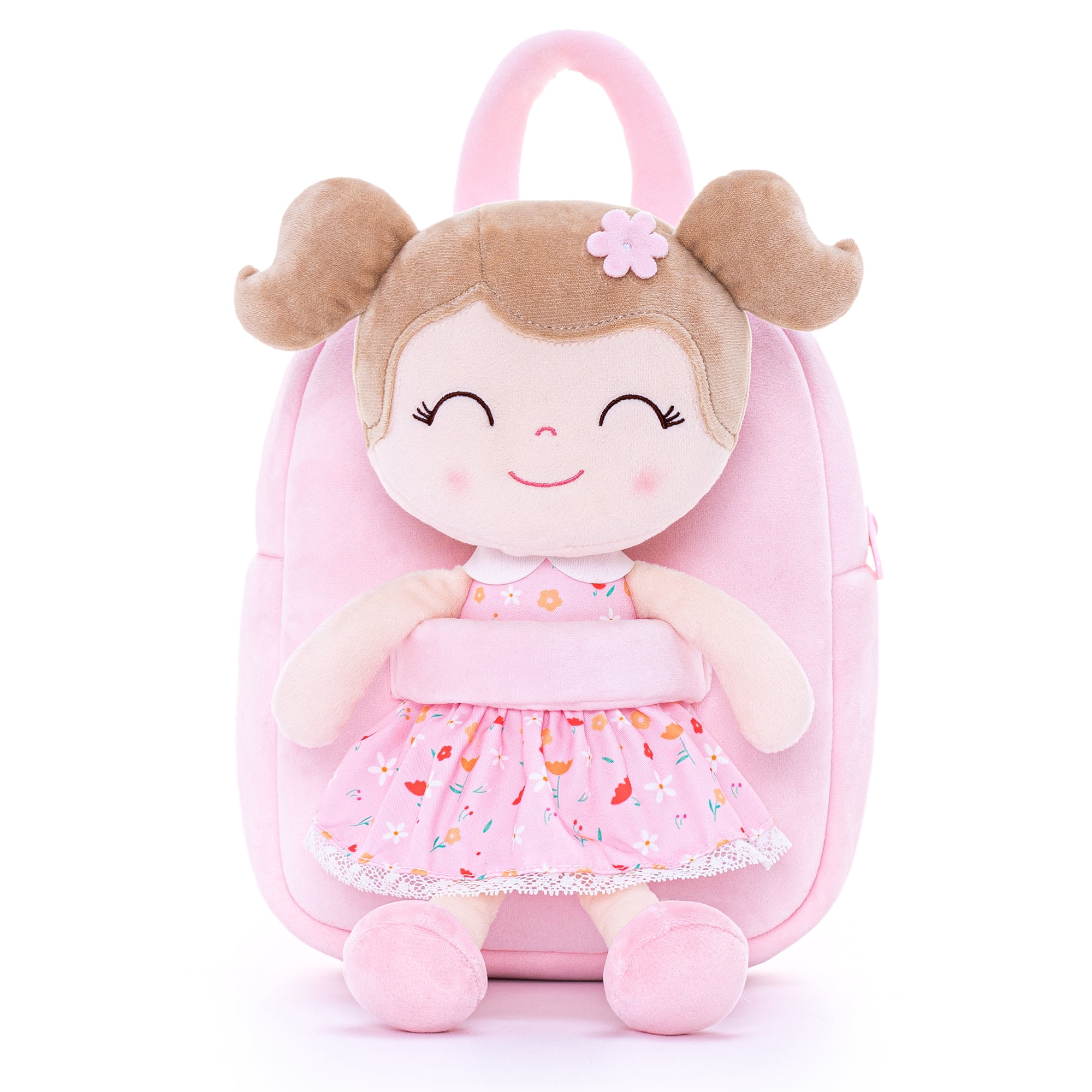 Gloveleya Plush Dolls Baby Girl Gifts Soft Girl Toys with Blue Flower Patterns 16"