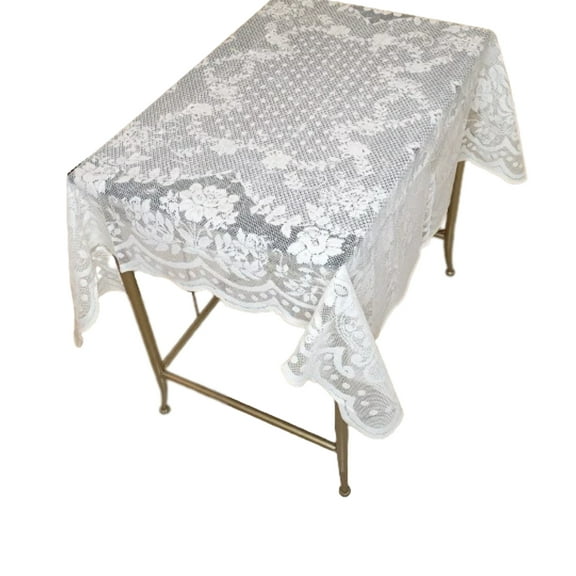 Veneza, Lace Tablecloth, Floral Pattern. Perfect for small coffee tables or dressers. Square table topper