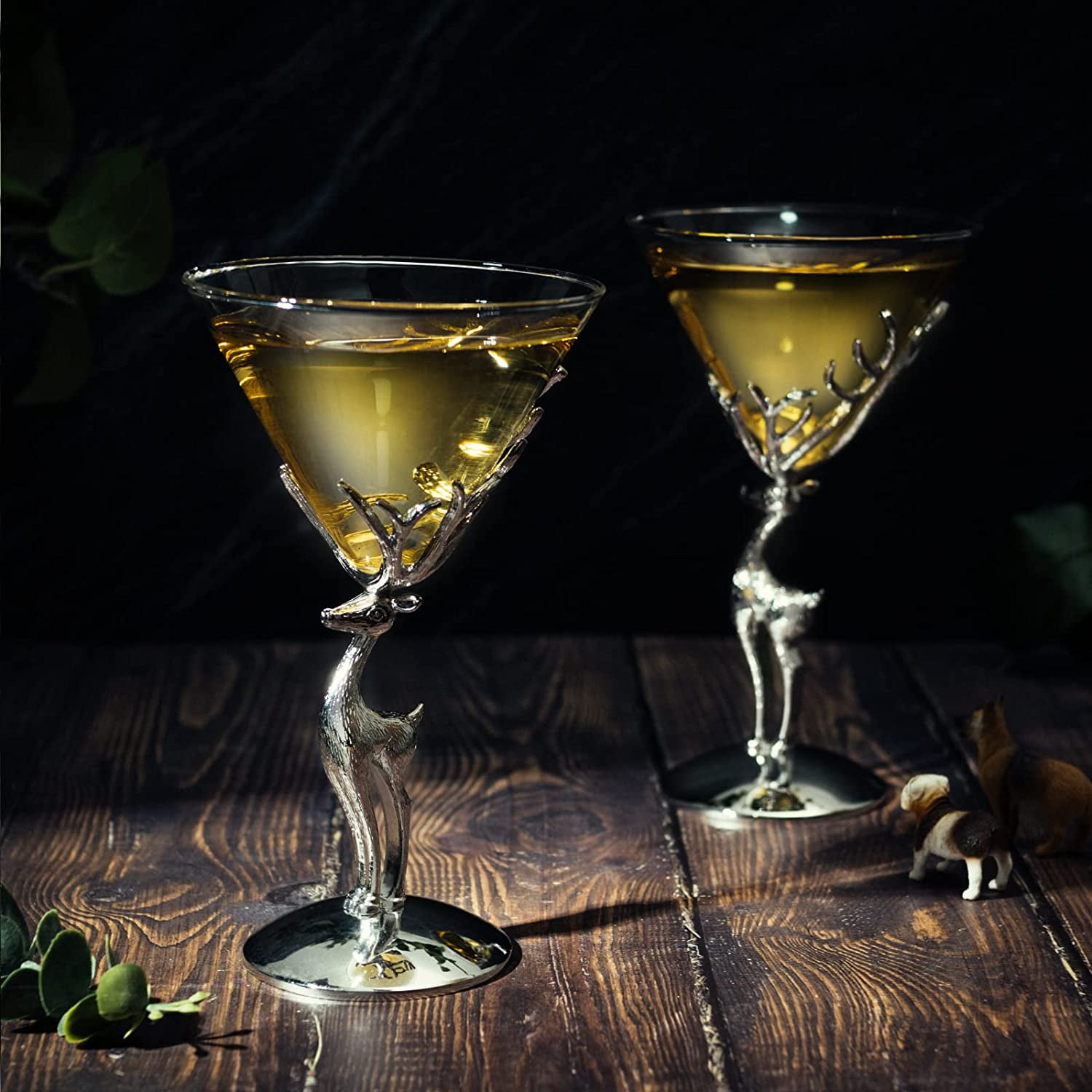 Figural Stag Martini Glasses - Set of 2