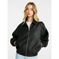 thumbnail image 2 of No Boundaries Relaxed Fit Faux Leather Jacket, Women's XXS-XXL, 2 of 6