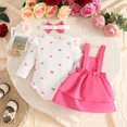 thumbnail image 4 of CAICJ98 Baby Girl Clothes Fall Winter Outfit Long Sleeve Ruffle Romper Plaid Skirt Bow Headband 3 Pcs Set (Hot Pink,3-6 Months), 4 of 8