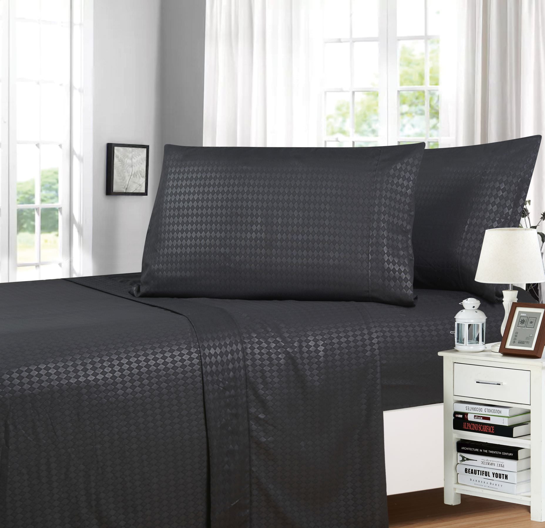 Simple Elegance by Ben&Jonah Queen Size Diamond Embossed 4 Piece Sheet