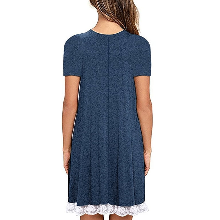 cfhntfmh Summer Dresses for Women Lounge Short Sleeve T-Shirt Dress Lace Trim Plus Size Comfy Vacation Dresses with Pockets - Walmart.com cfhntfmh Summer Dresses for Women Lounge Short Sleeve T-Shirt Dress Lace Trim Plus Size Comfy Vacation Dresses with Pockets - Walmart.com
