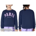 thumbnail image 3 of Serdomi Stylish Blue PARIS Crop Sweatshirts for Big Girls -Soft Long Sleeve Pullover Shirt Tween Size 10, 3 of 7