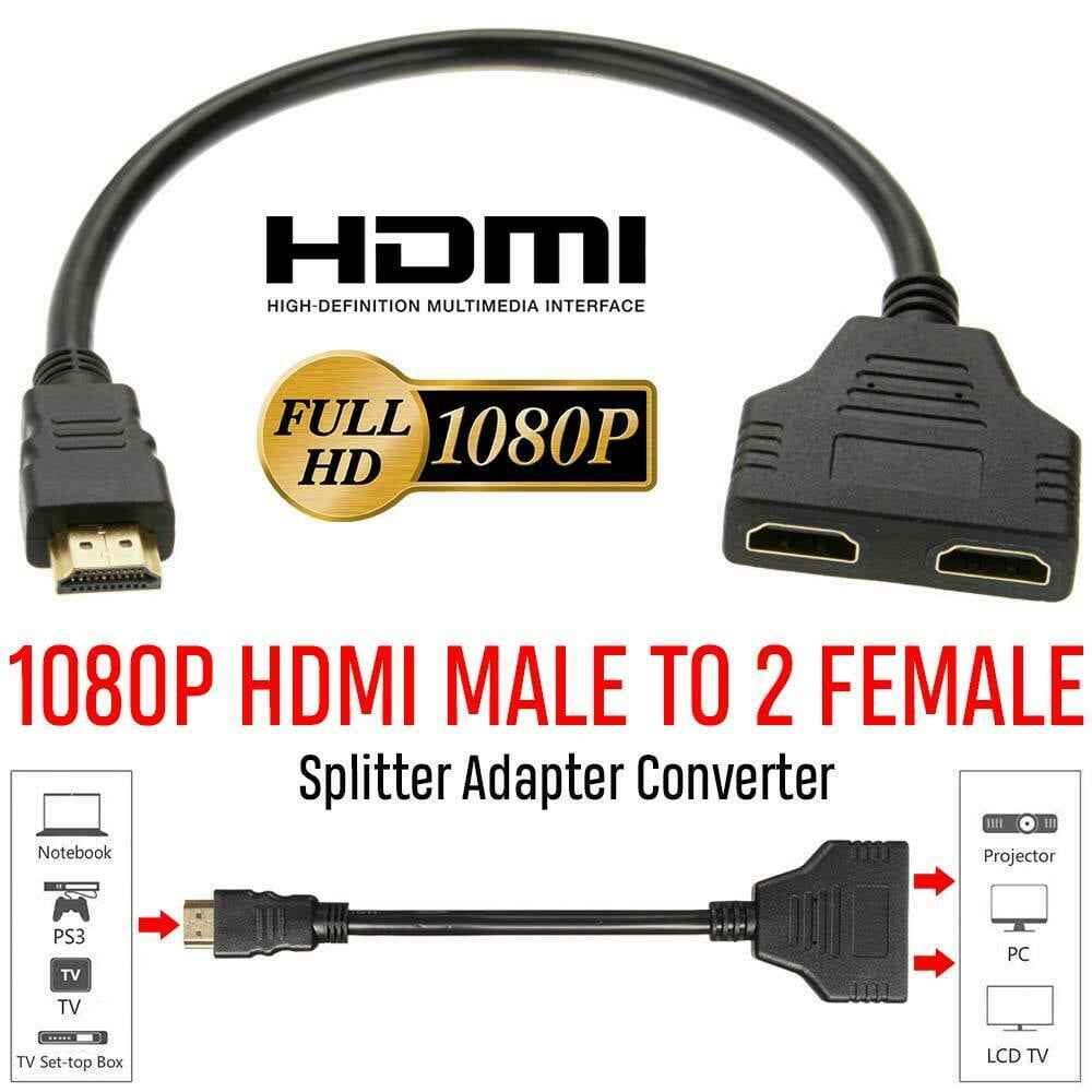 1080PHD MI Port Male Female 1 Input 2 Output Splitter Cable Adapter Converter - Walmart.com
