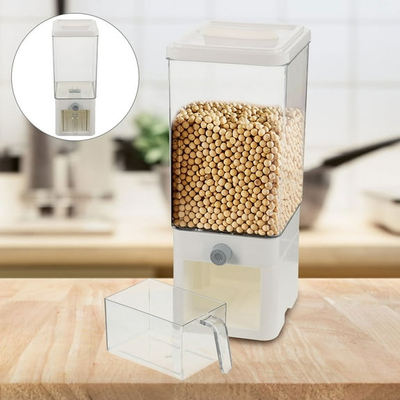 Masteelf  Flour Dispenser Cereal Dispensers with Push Button Dry Food Countertop Child White