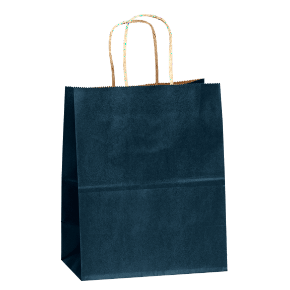 Flexicore Packaging® 8"x4.75"x10" - 100 pcs - Navy Blue Kraft Paper Bags, Shopping, Mechandise, Party, Gift Bags