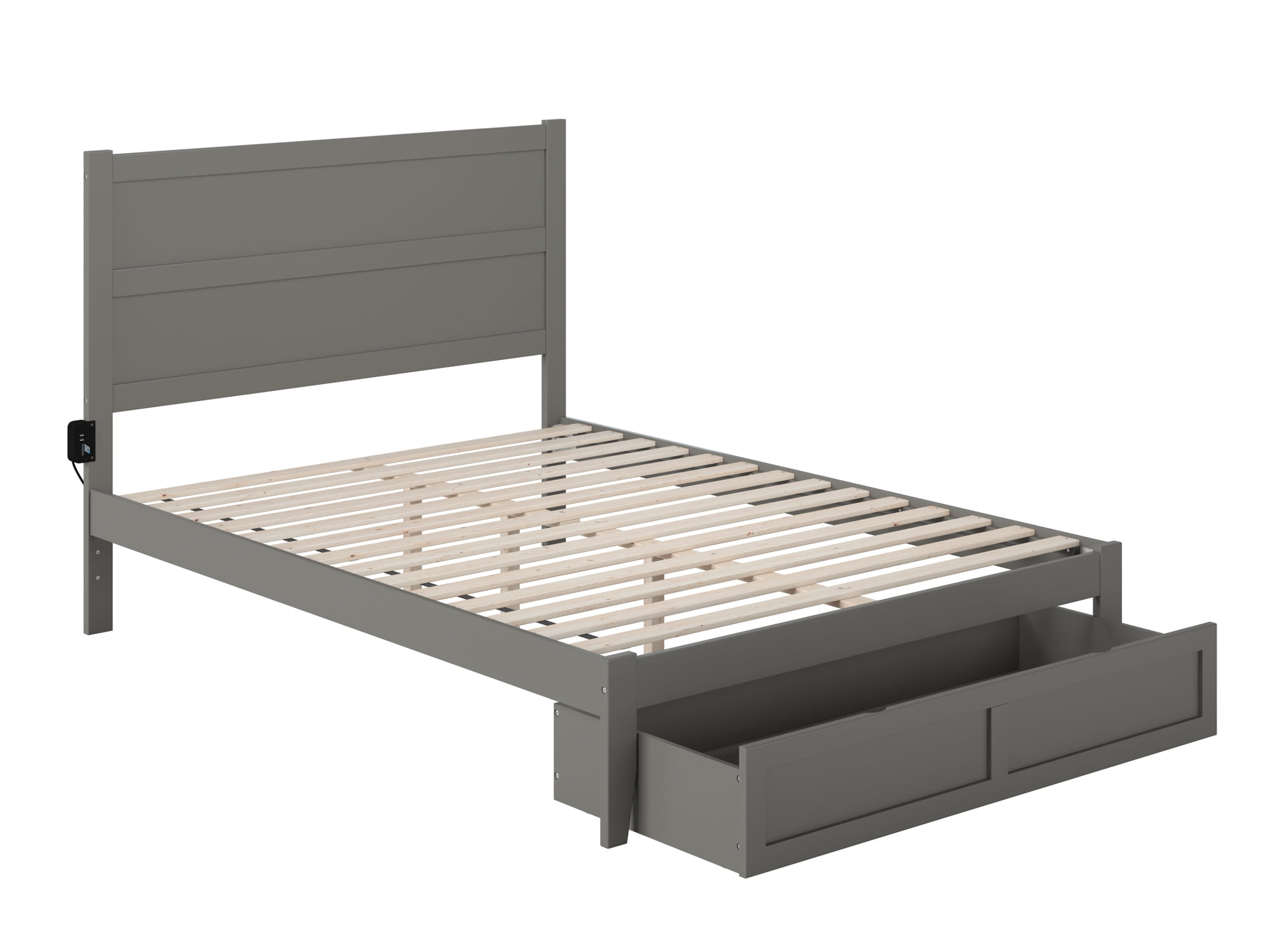 AFI NoHo 14" Queen Wood Platform Bed Frame with Foot Drawer Storage, Grey