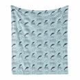 thumbnail image 1 of Nautical Soft Flannel Fleece Throw Blanket, Continuous Waves with Seahorse Starfish and Dolphins, Cozy Plush for Indoor and Outdoor Use, 60" x 80", Baby Blue Pale Blue, by Ambesonne, 1 of 5