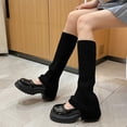 thumbnail image 4 of Milue Solid Color Socks Knitted Leg Warmers Foot Cover Autumn Calf Gaiters for Dress, 4 of 21