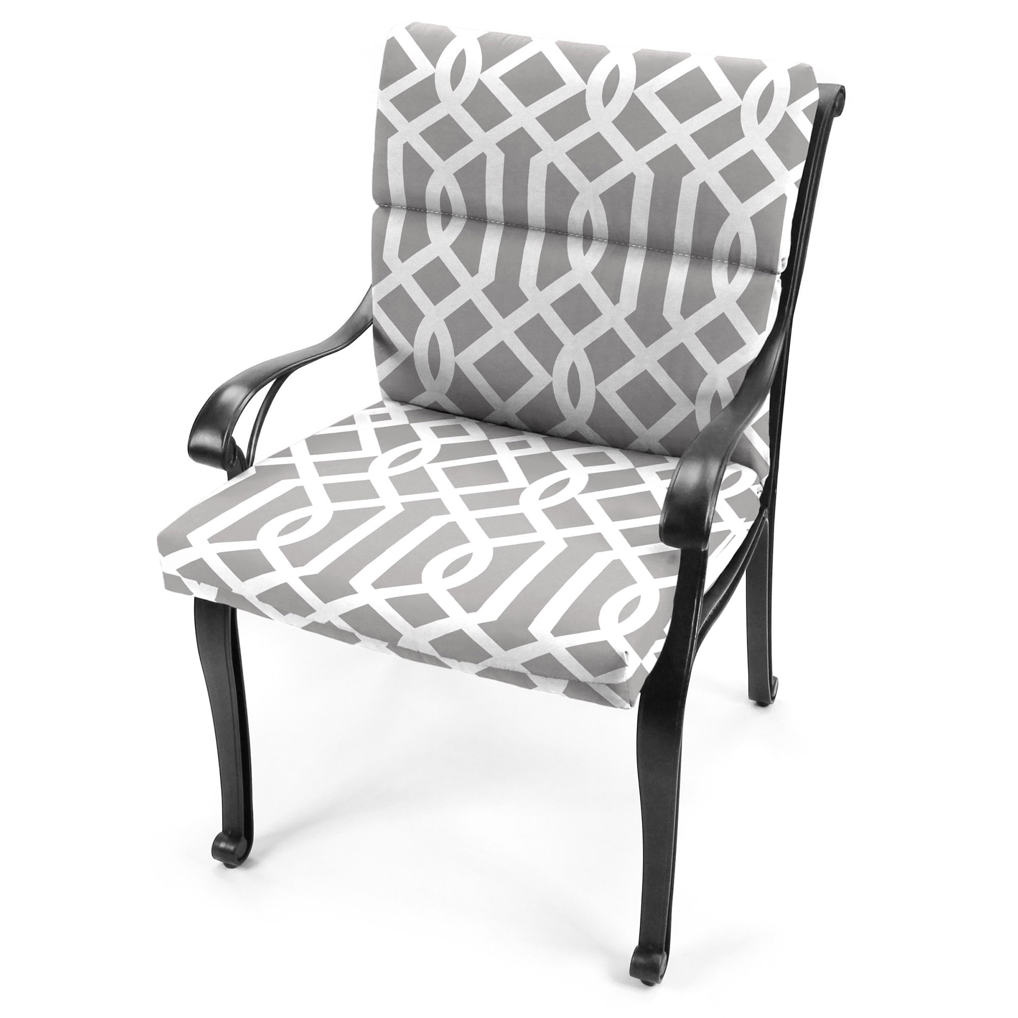 Jordan Manufacturing 44" x 22" Chauncey Pumice Gray Geometric Rectangular Outdoor Chair Cushion with Ties and Hanger Loop