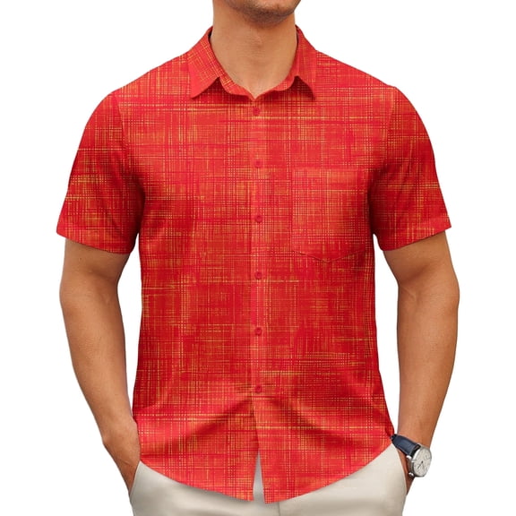 APTRO Men's Casual Dress Shirts Short Sleeve Button Down Shirts Quick Dry Summer Beach Shirts With Pocket M03 Orange L